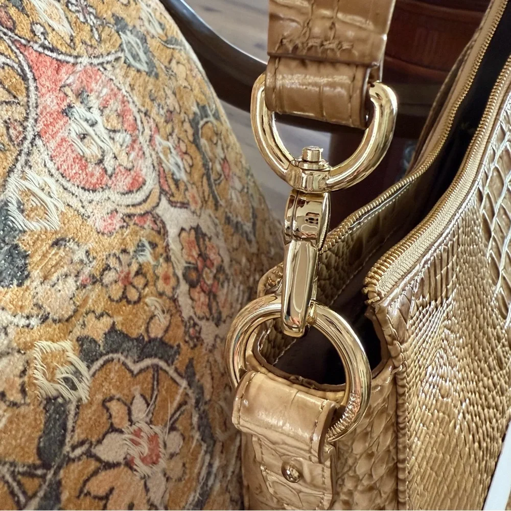 Brahmin Metallic Gold Embossed Shoulder Bag - Picture 5 of 6